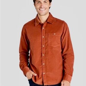George Men's Burnt Orange Soft Corduroy Button-Down Shirt -Size Sm (34-36)